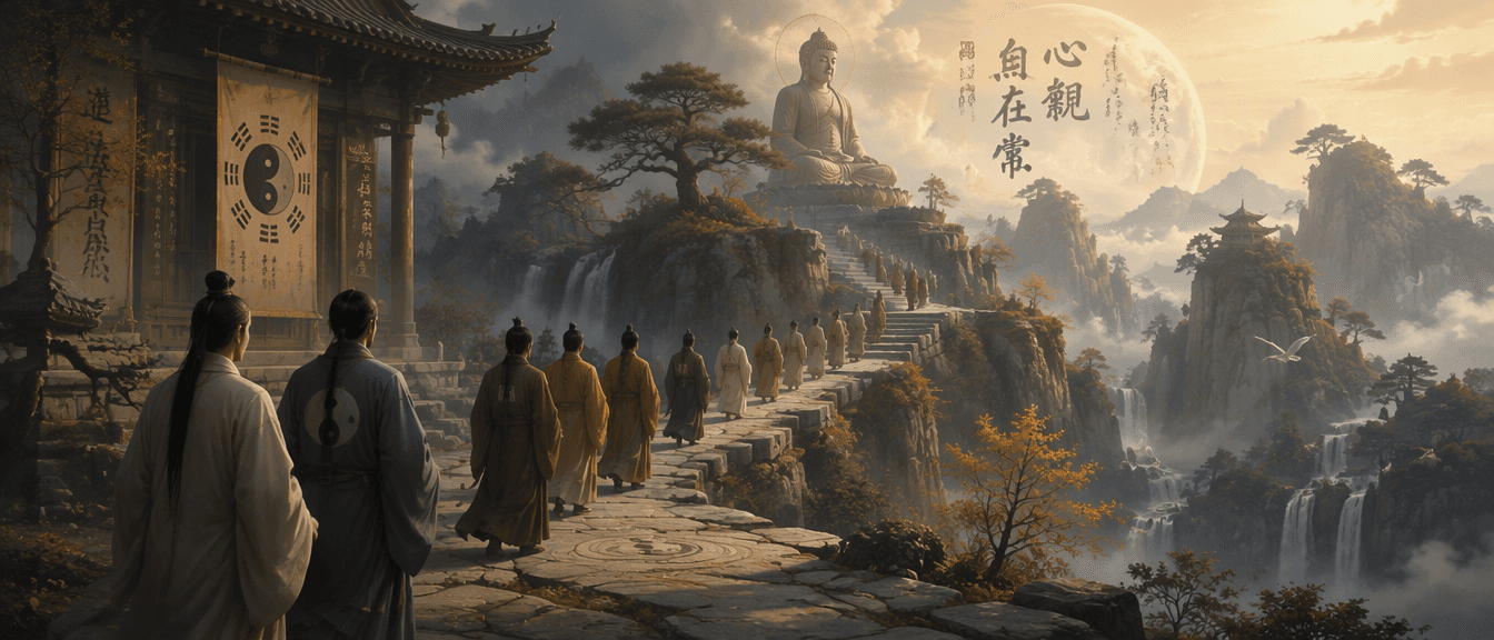 Taoist and Buddhist traditions depicted together