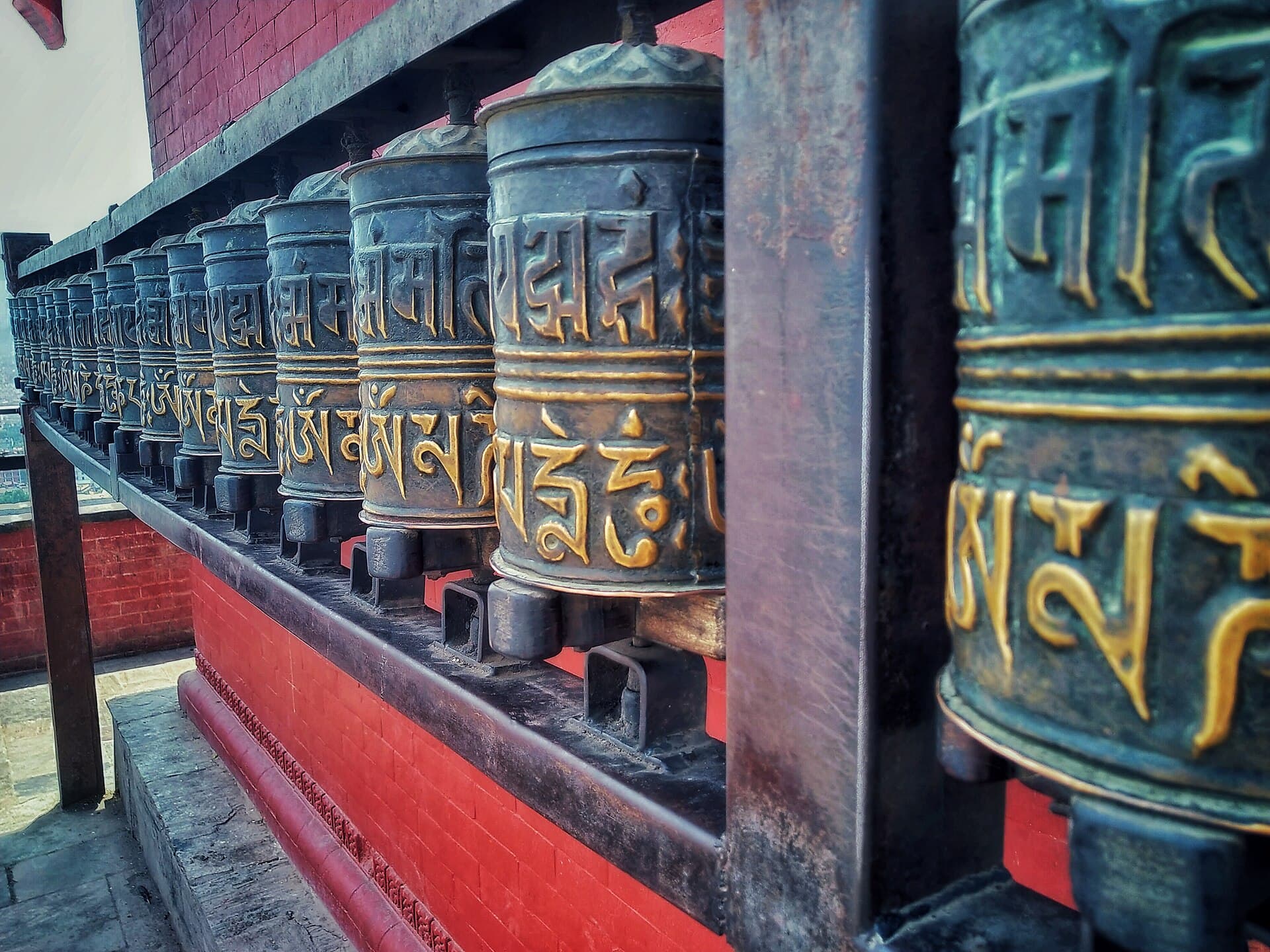 Close-up of a prayer wheel
