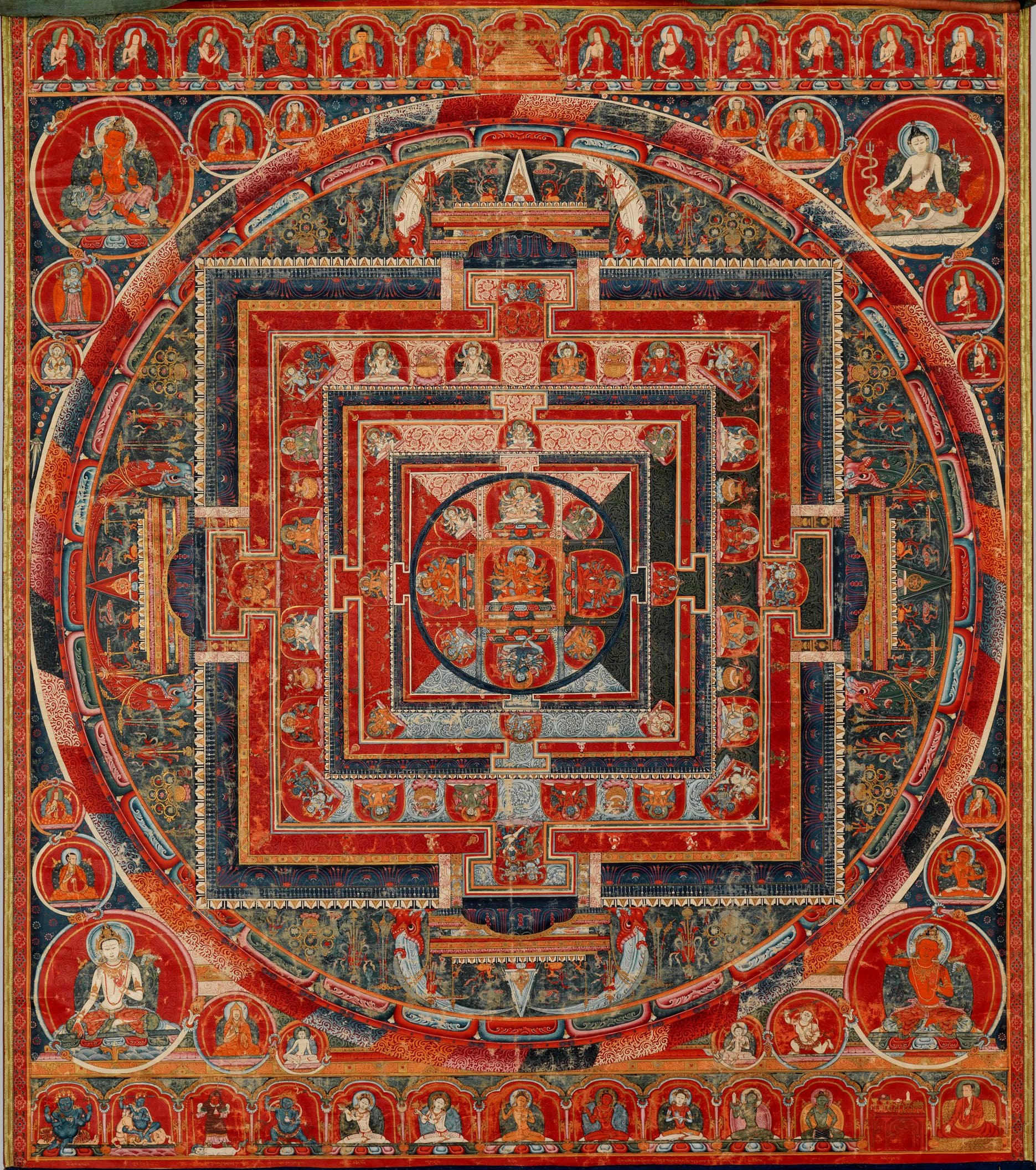 Tibetan tantric mandala of the forms of Manjushri, the bodhisattva of transcendent wisdom
