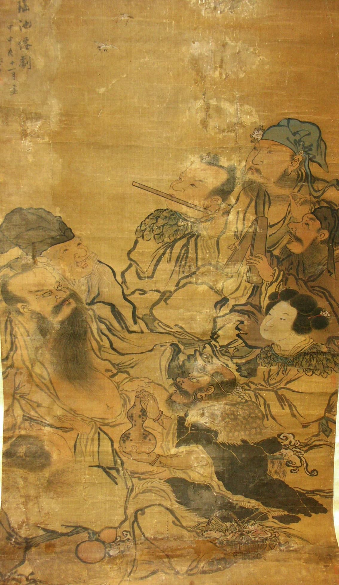 Ming dynasty painting of a gathering of immortals, by Zhang Chong