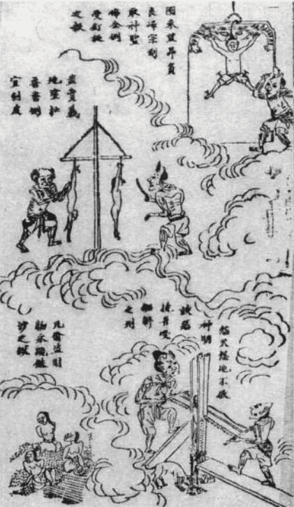 Woodblock illustration of the underworld administration from the Jade Record